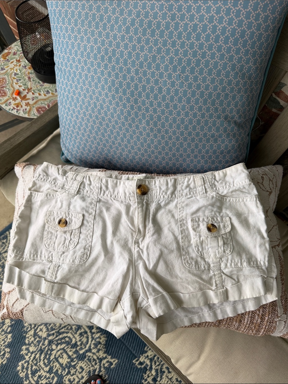 Charlotte Russe White Cargo Style Bermuda Shorts